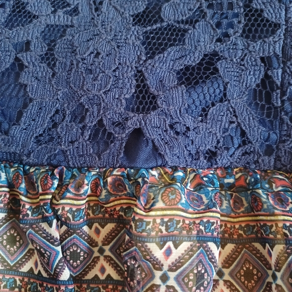 City Triangles Blue and Yellow Paisley Lace Midi Sundress Size 11J - Picture 7 of 7